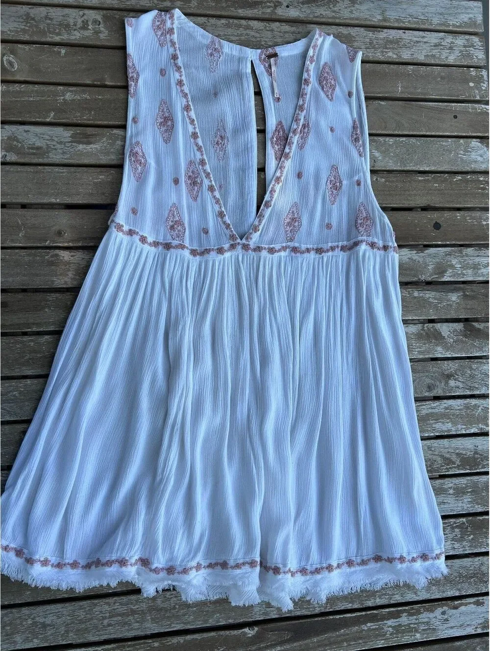 Free People Sleeveless Diamond Embroidered white top - Picture 2 of 8